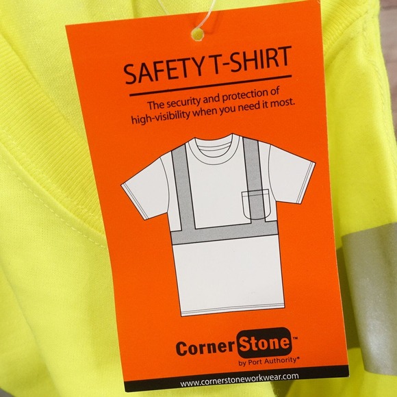 NWT CORNER STONES NEON YELLOW HIGH VISIBILITY SAFETY T-SHIRT SZ 3XL NEW! - Picture 7 of 8